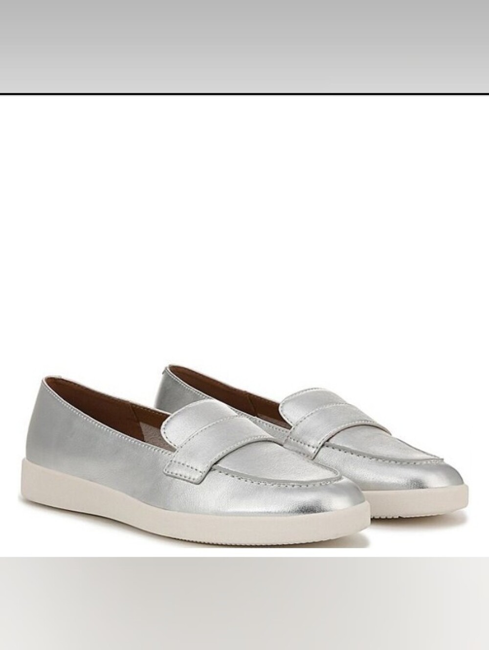 Naturalizer Metallic Silver Slip-On Loafers size 8.5M
